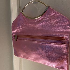 Nordstrom Hot Pink Leather Metallic Clutch Bag